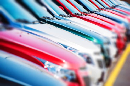 Row Of Parked Colored Cars